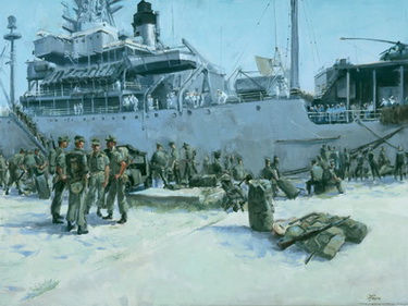 Marines Embarking, USS Pocono (AGC-16)