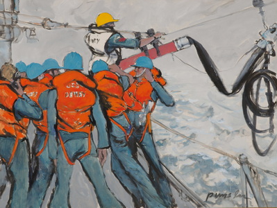 HANDLING FUEL LINES, USS DEWEY