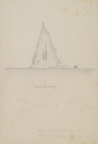 Sketch of Ball's Pyramid From USS Porpoise, 1853