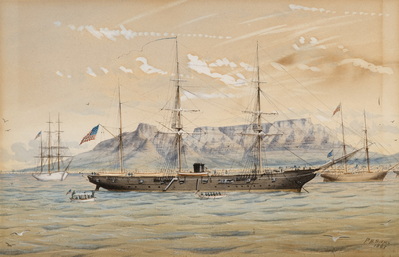USS ENTERPRISE AT ANCHOR IN TABLE BAY SOUTH AFRICA