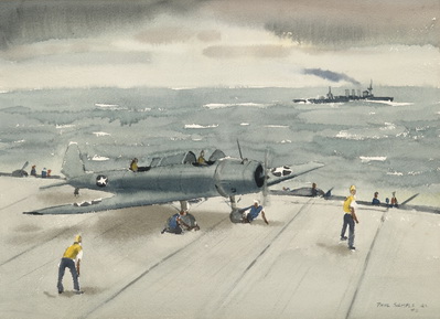 SB2U WARMING UP ON FLIGHT DECK
