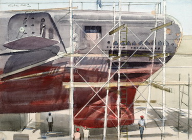 USS Greenfish (SS-351) in Drydock - Bow