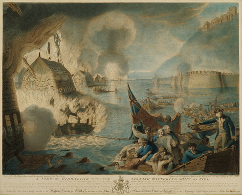 A View of Gibraltar with the Spanish Battering Ships on Fire