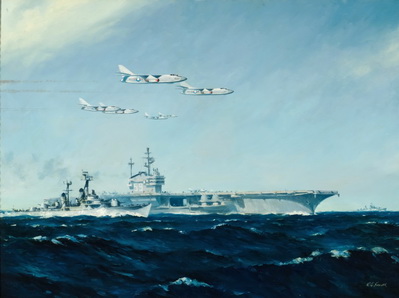 UNDERWAY WITH PLANE GUARD - USS FORRESTAL