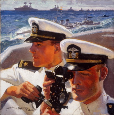 Two Naval Officers Shooting Sun