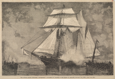 THE US SCHOONER EXPERIMENT ATTACKED BY PIRATES IN THE BIGHT OF LEOGANE