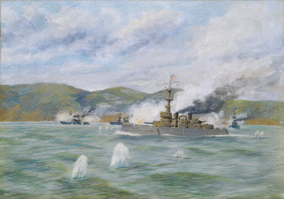 US and Spanish Warships at Santiago Bay, Cuba, 3 July 1898