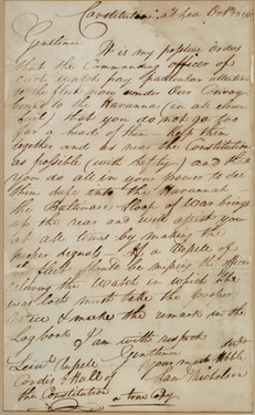Constitution at Sea, Oct. 25, 1799 - From Samuel Nicholson - Side 1