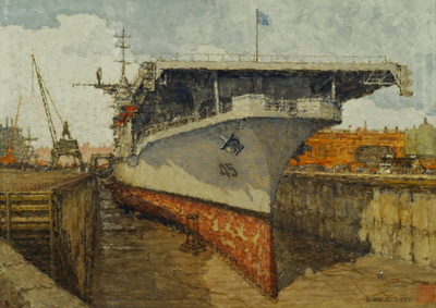 USS Valley Forge (CVS-45) In Drydock, Brooklyn Navy Yard