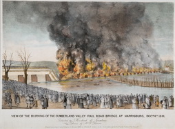 View of the Burning of the Cumberland Valley Rail Road Bridge at Harrisburg, Decr. 4, 1844