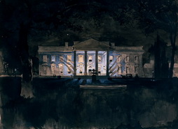 The Front of the White House by Night