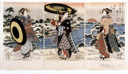 Modern-Style Beauties in Snow at Dawn Near Benten Shrine