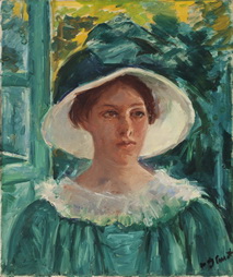 Young Woman in Green, Outdoors in the Sun