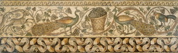 Mosaic of a Vine Scroll Border with Peacocks