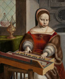 Young Woman Playing a Clavichord